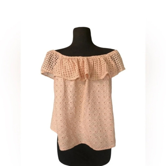 Rebecca Minkoff Coral Ruffles Off Shoulder Blouse light Pink Size Small - Picture 5 of 6